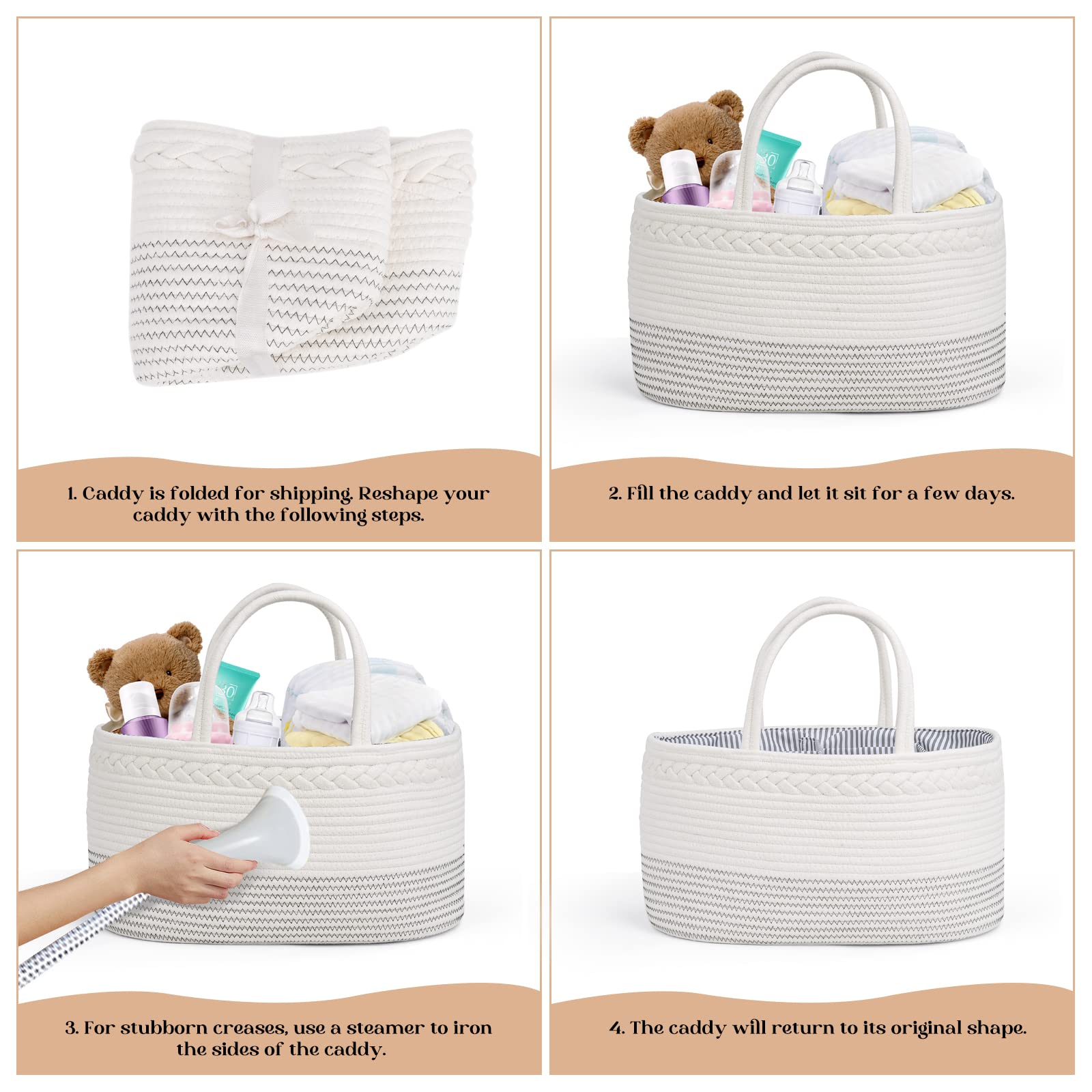 Luxury Little diaper caddy gift-ready design is perfect for baby showers.