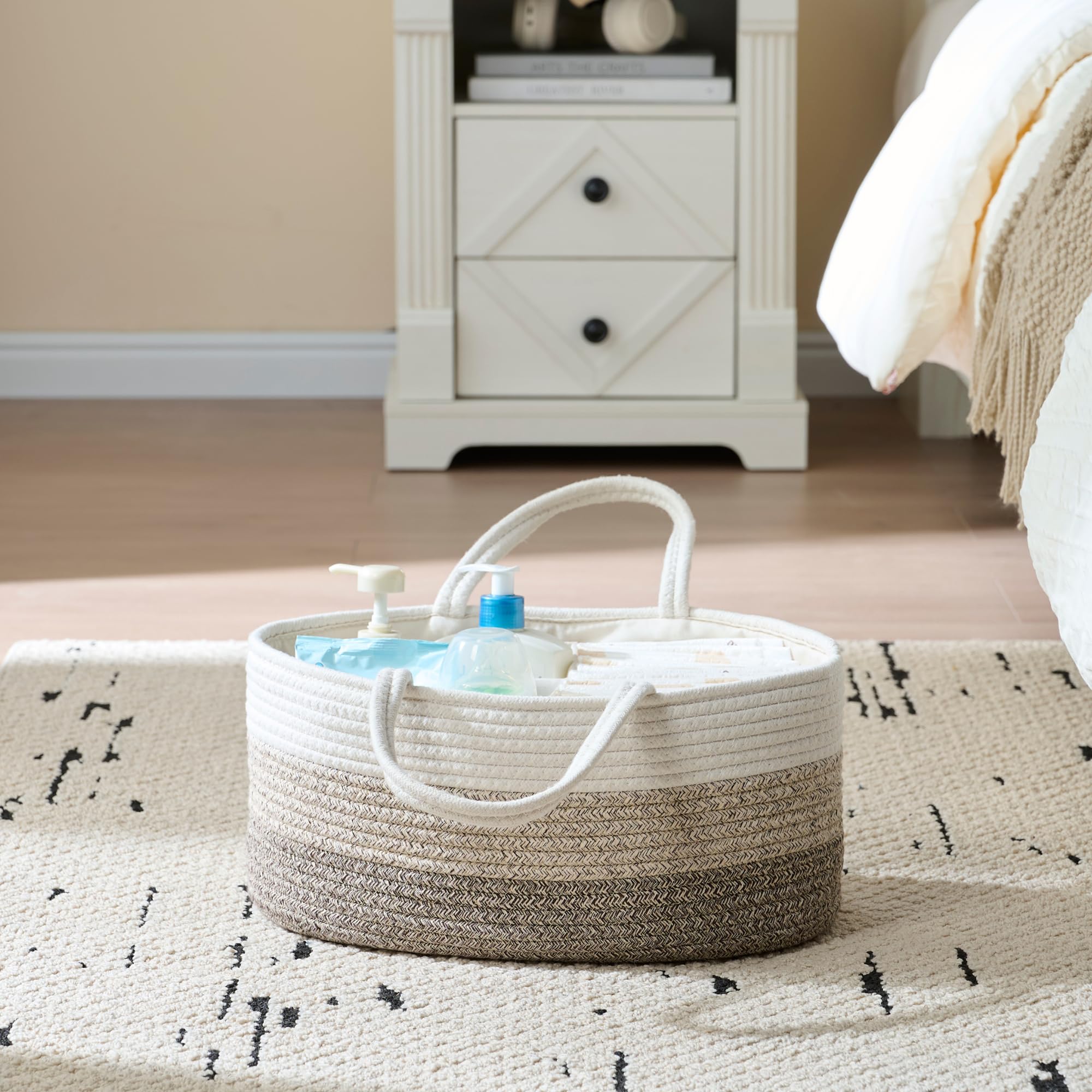 Luxury Little diaper caddy gradient brown with handles extended for portability