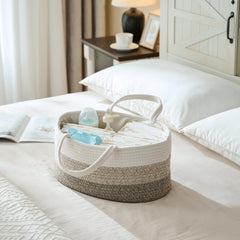 Luxury Little gradient brown diaper caddy opened to show removable divider
