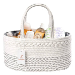 Luxury Little diaper caddy large front view shows ample storage for diapers and wipes.