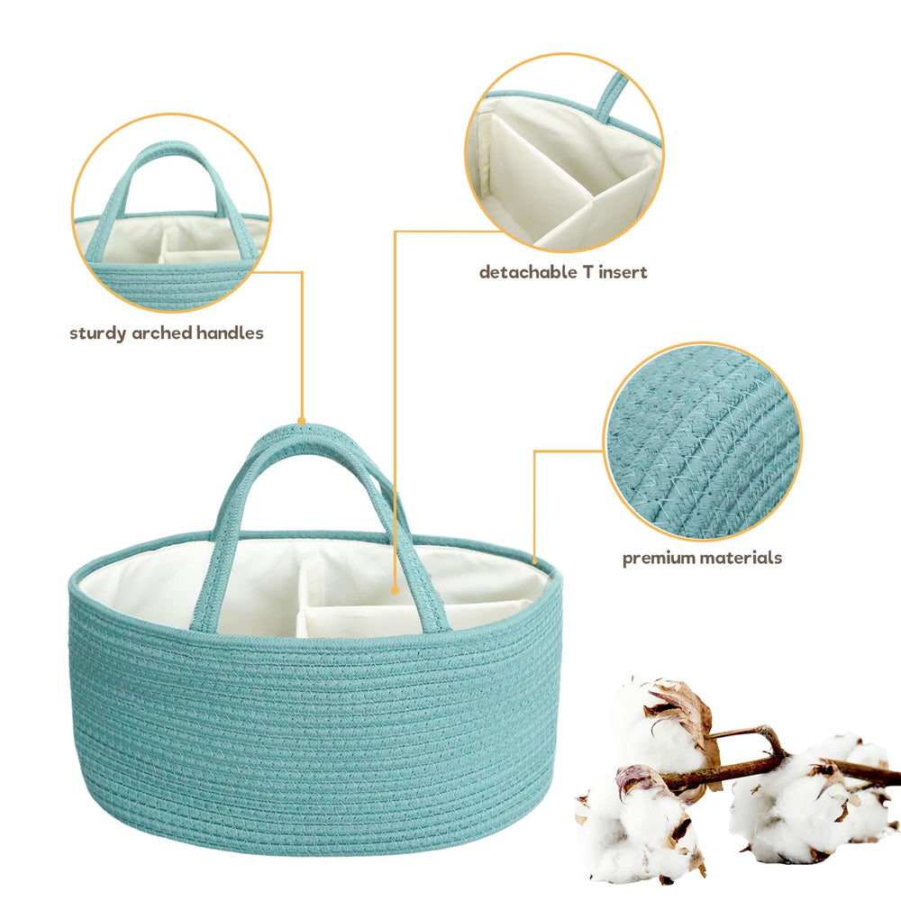 Luxury Little diaper caddy with durable handles for portable nursery organization.