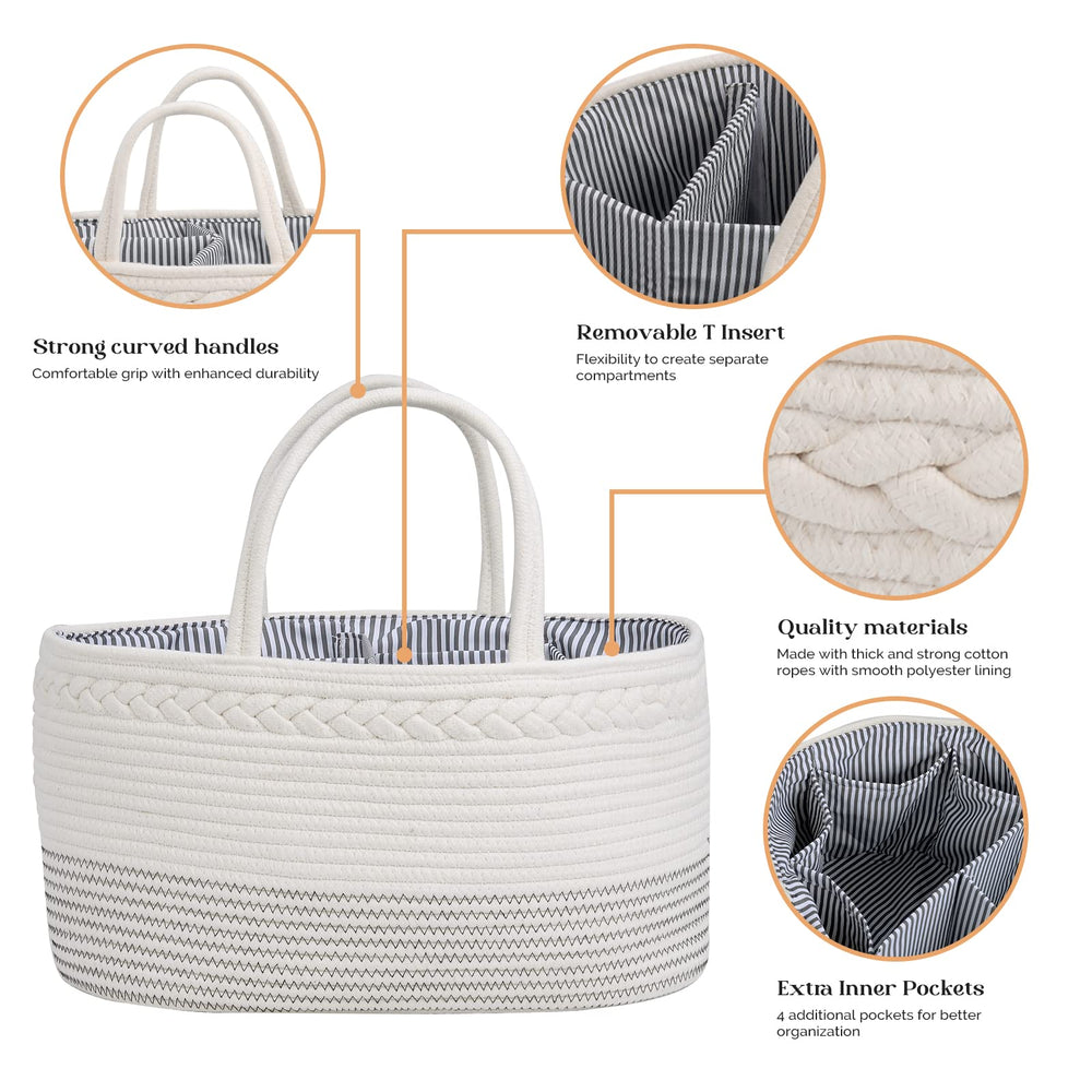 Luxury Little diaper caddy unisex colors suit any nursery style.