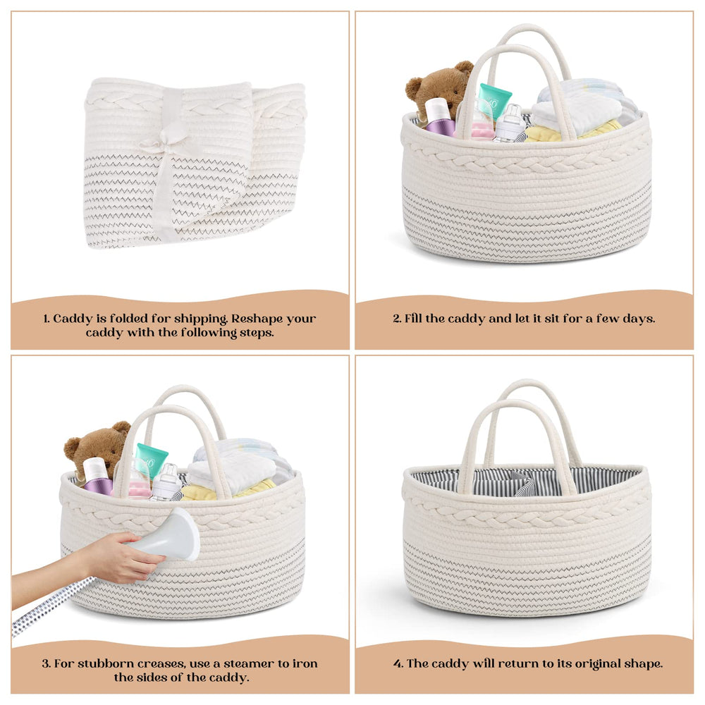  Luxury Little large diaper caddy grows from baby storage to toy organization.