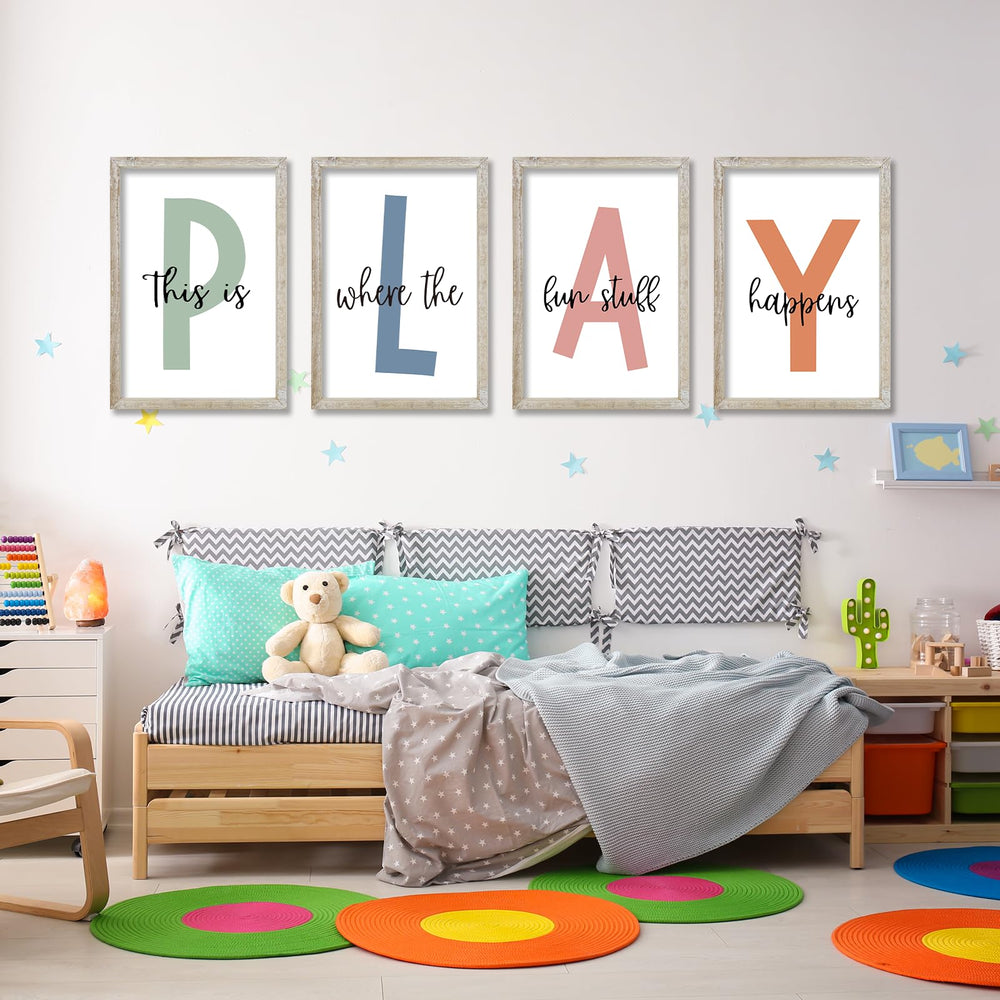 LuZhiQiang rustic wood signs evoke cozy nursery ambience.