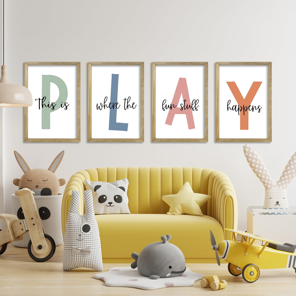 LuZhiQiang playroom wall art montage enhances nurseries and kids' bedrooms.