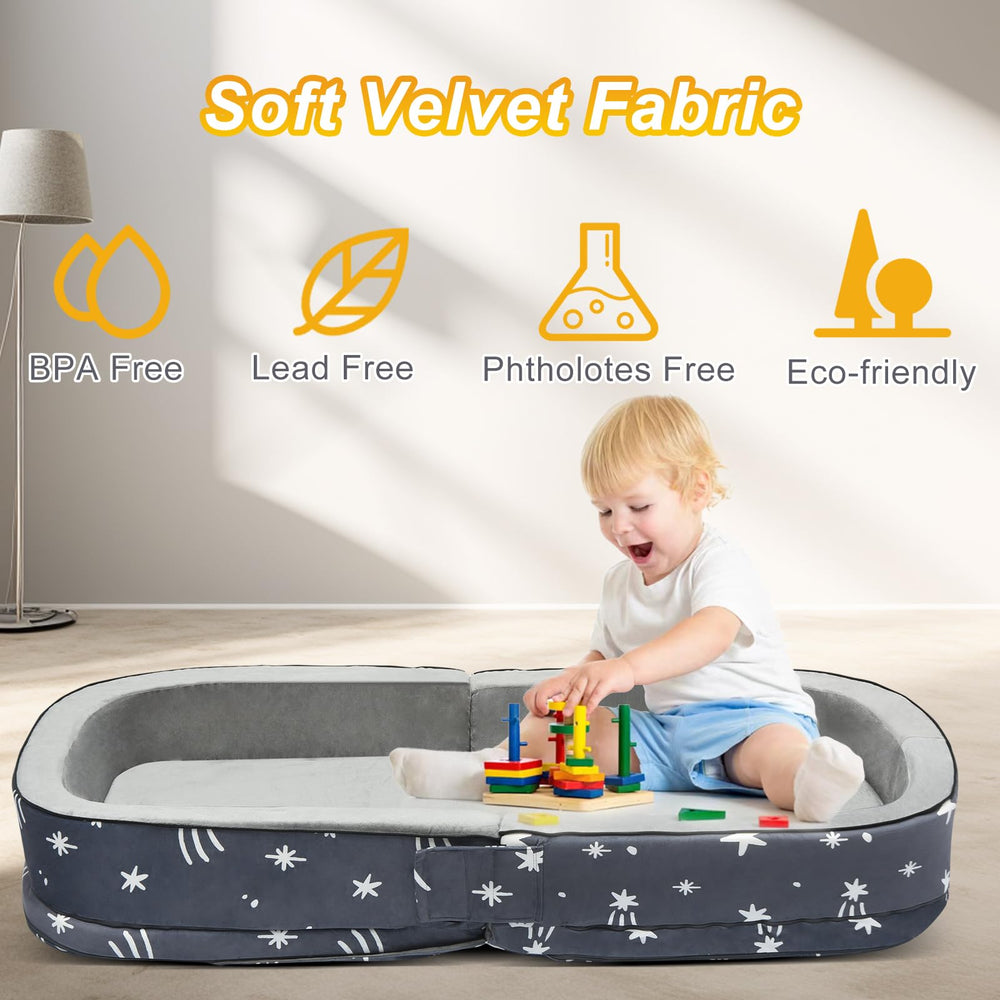 Lvemilio foldable kids floor bed in use for nap time.