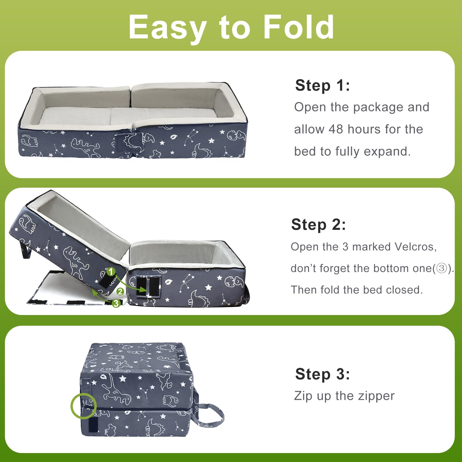 Outdoor camping setup with child on a lightweight travel bed.