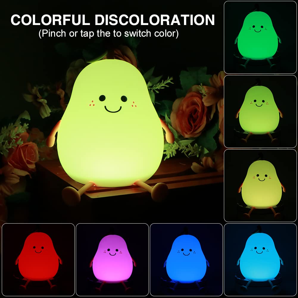 LVOERTUIG Cute Pear night light dimmed warm white setting in use