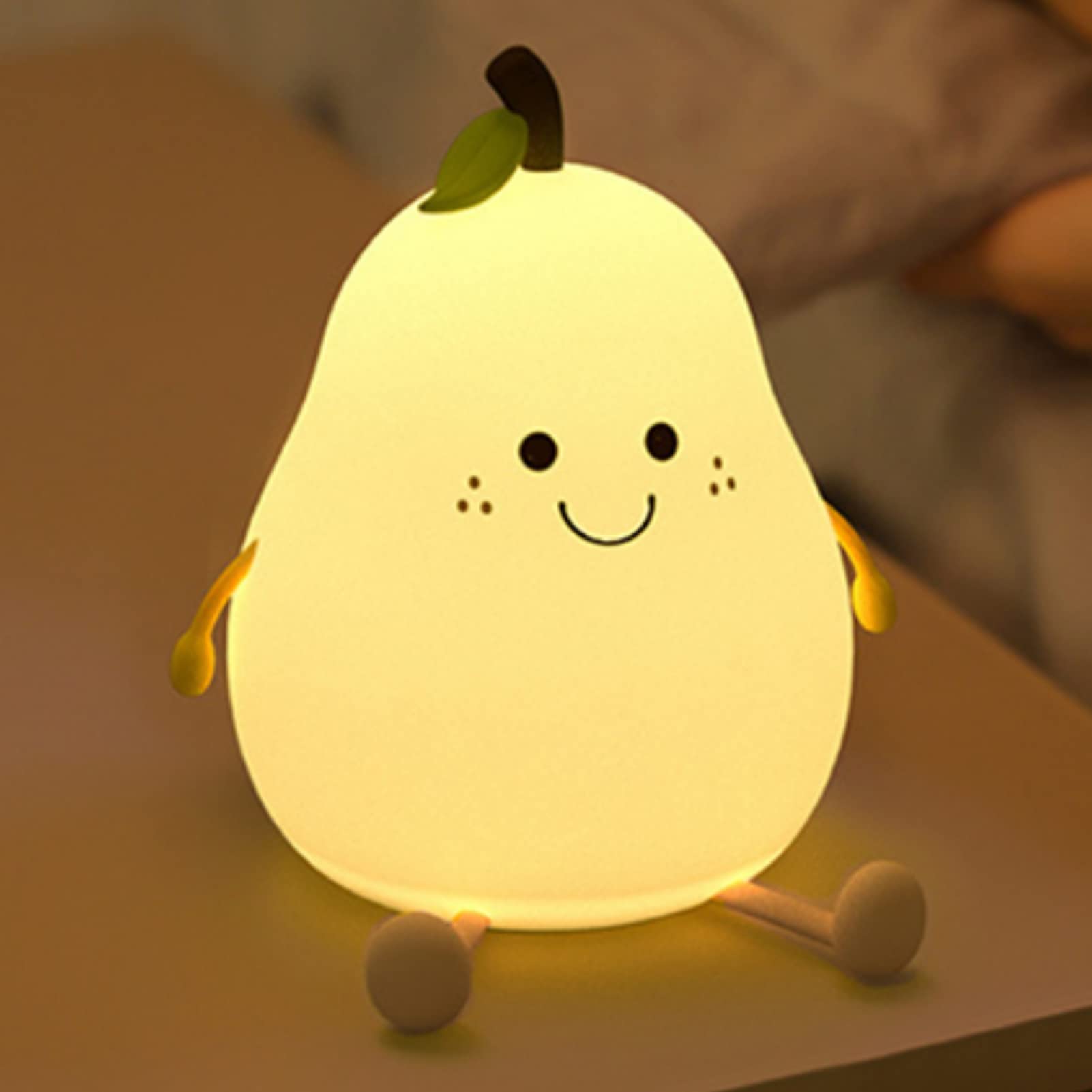 LVOERTUIG Cute Pear night light front view with soft glow in nursery