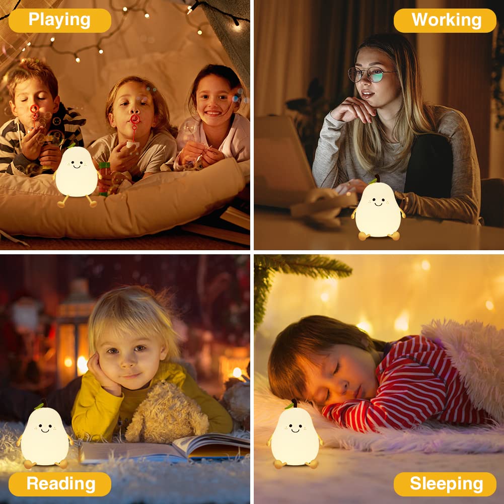 LVOERTUIG Cute Pear night light USB rechargeable feature