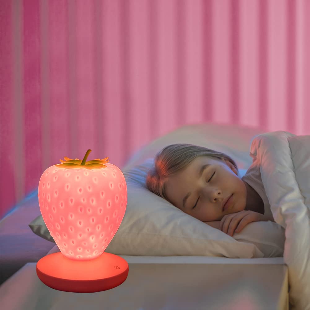 LVOERTUIG Strawberry Night Light ambient setup in a cozy bedroom