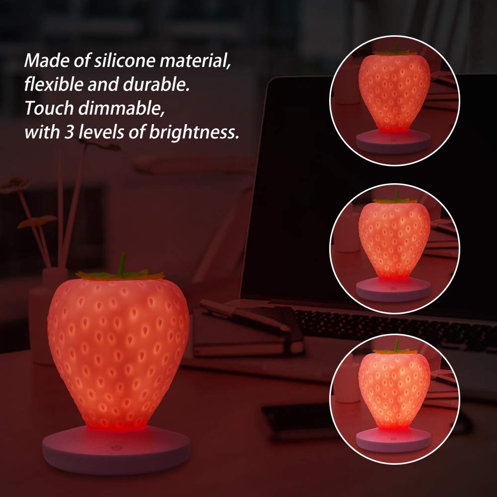 LVOERTUIG Strawberry Night Light side view highlighting soft silicone texture