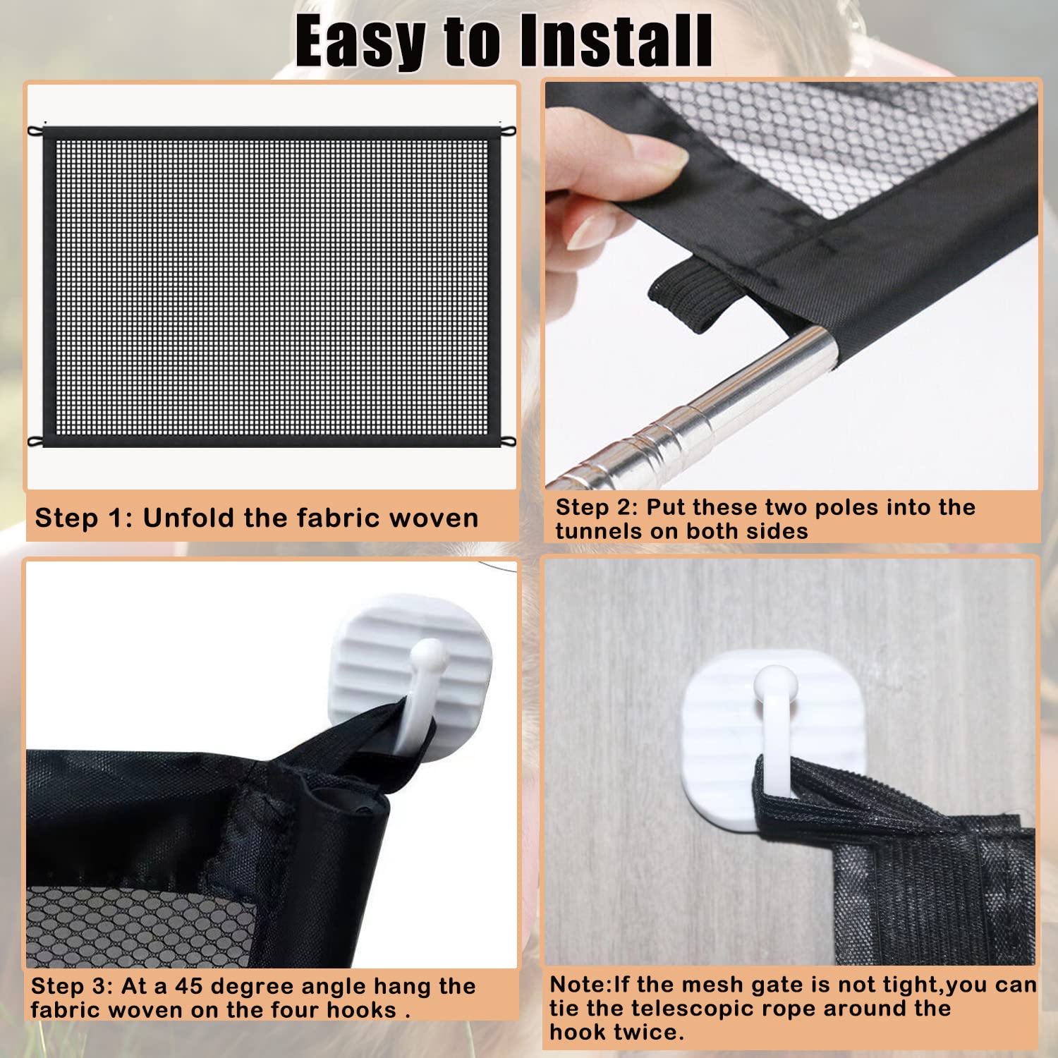 LWFCOEE stretchable metal poles provide stable support.