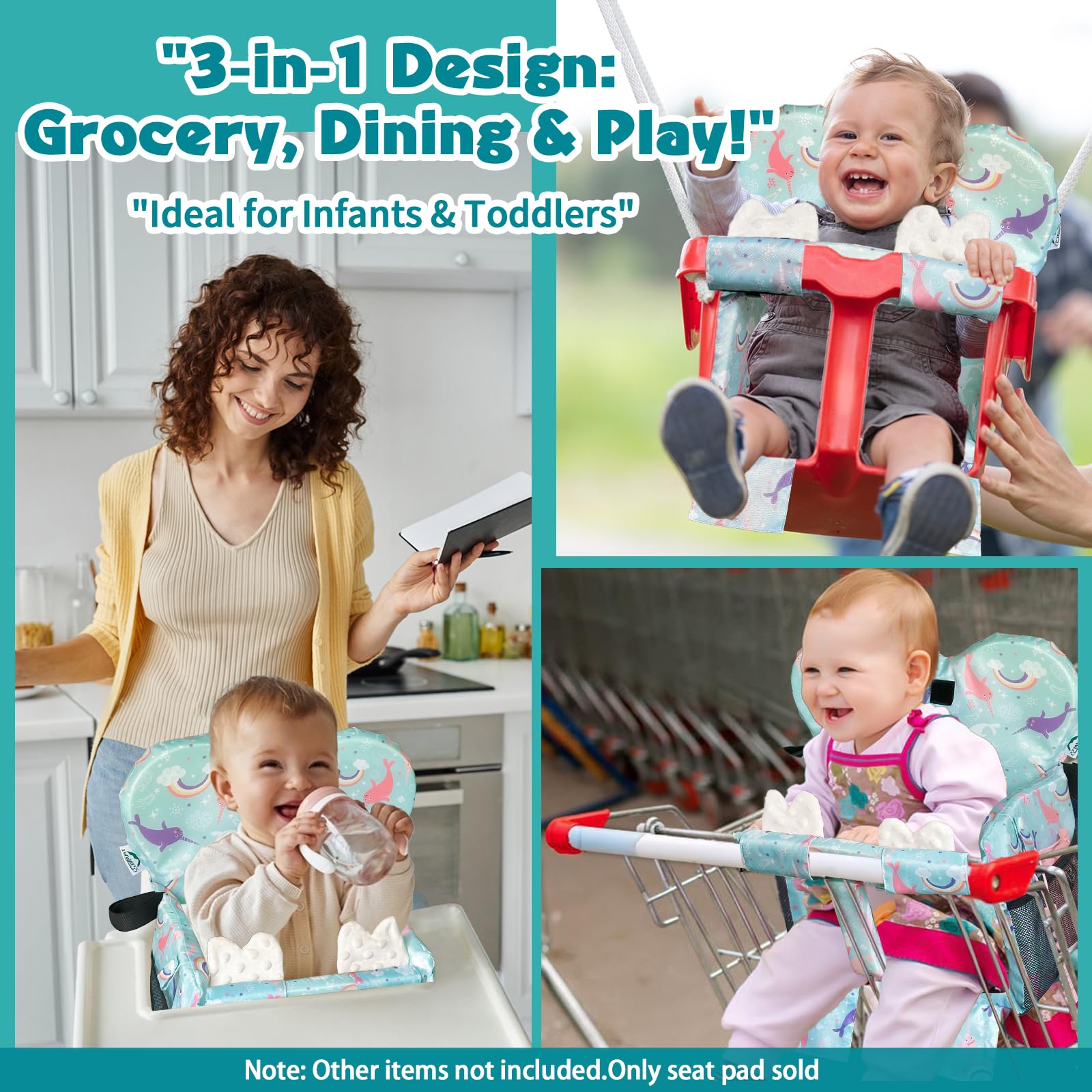 LWWACSS Ocean Blue 3-in-1 design cover adapts to carts, chairs, and swings.