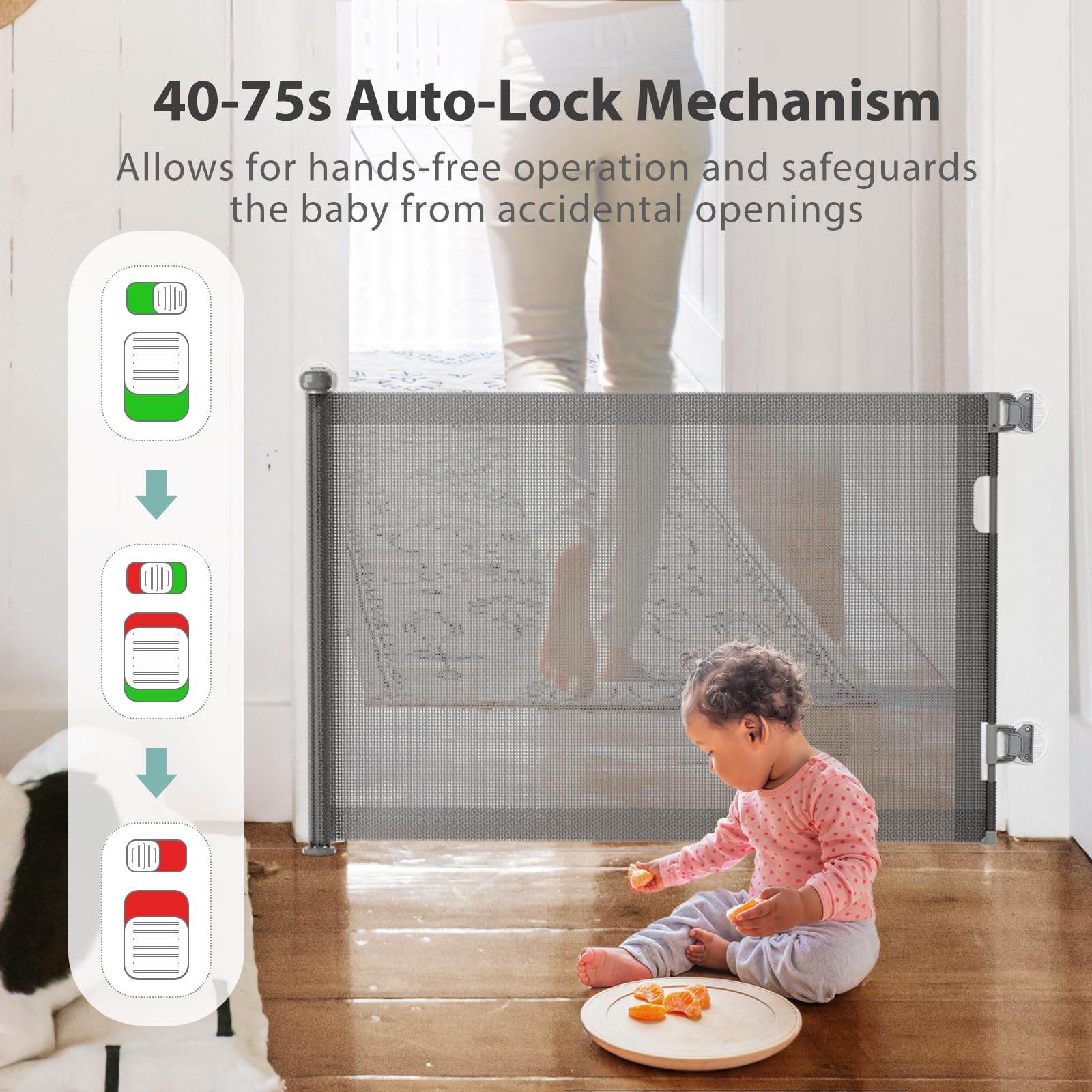 LXCGROOMER 55-inch wide gate spans doorways.