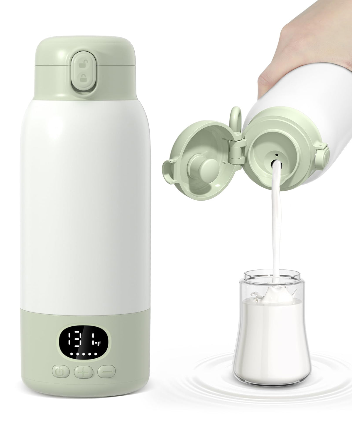 Lxlu bottle warmer front view showing 17oz capacity for on-the-go feeding