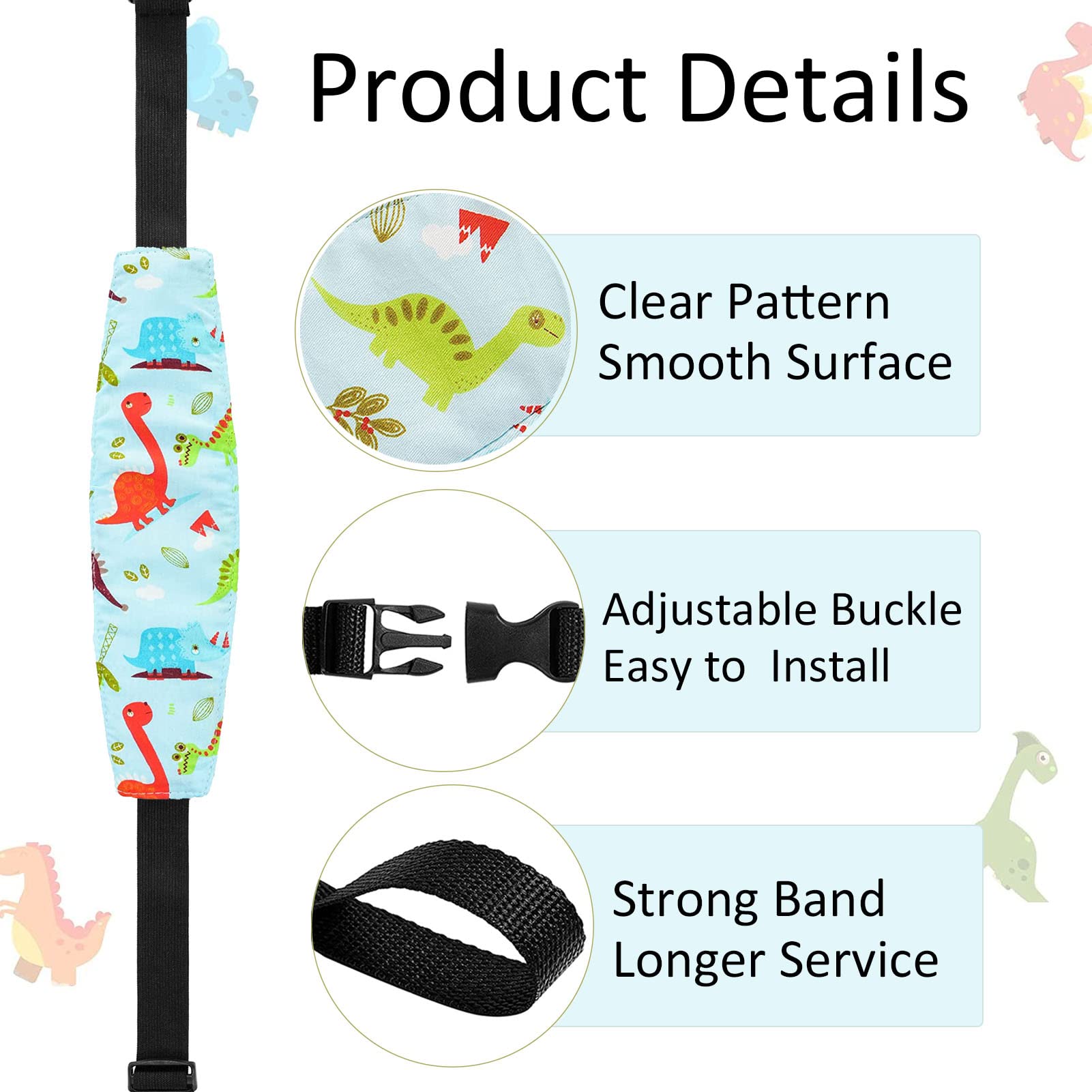 LXPKKIG dinosaur head strap offers cute pattern and secure neck stabilization.
