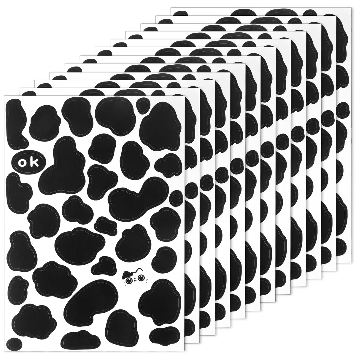 LXUEJIE cow print stickers sheet close up showing durable vinyl for long lasting wall decor