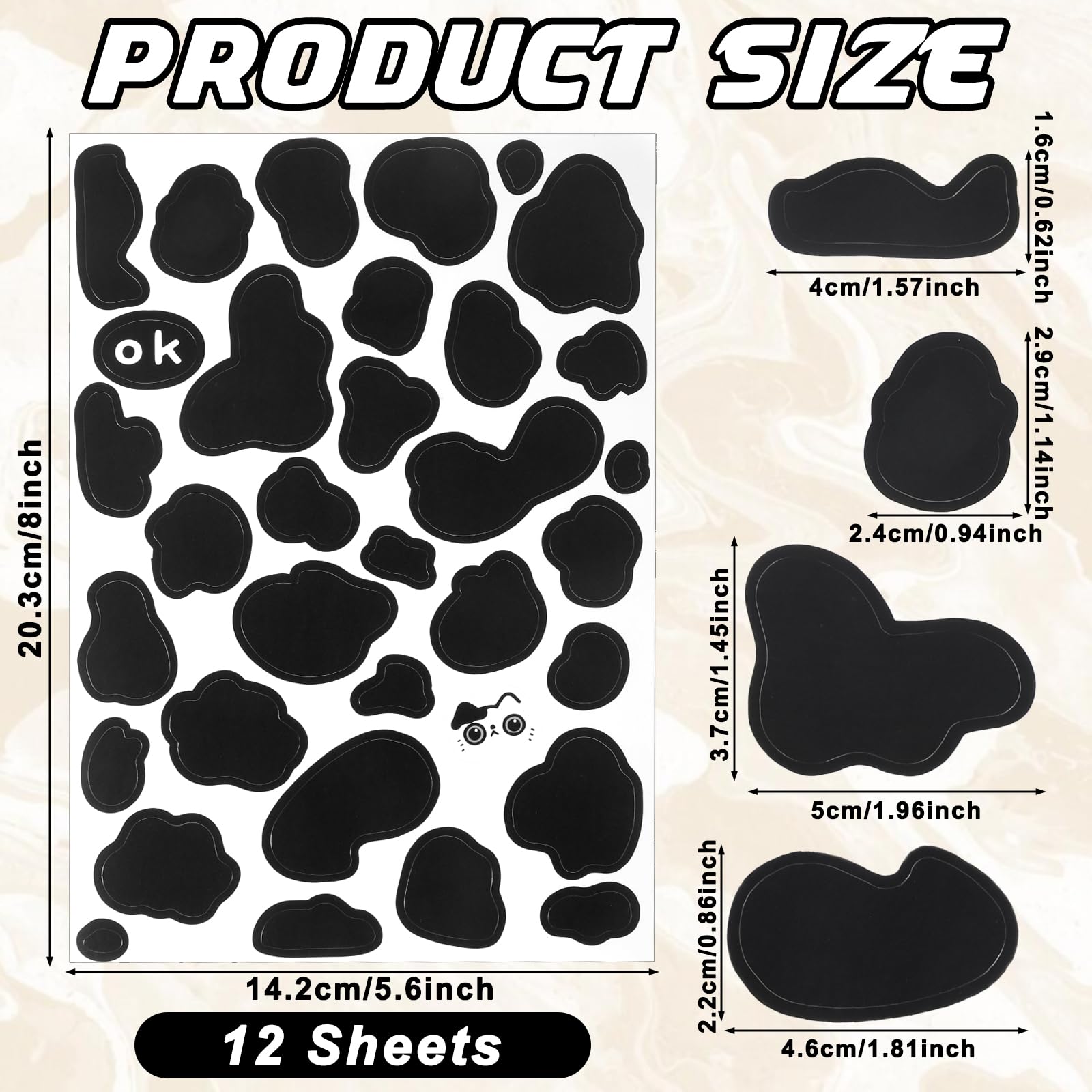 LXUEJIE cow print stickers on 12 sheets enable creative personalized space accents