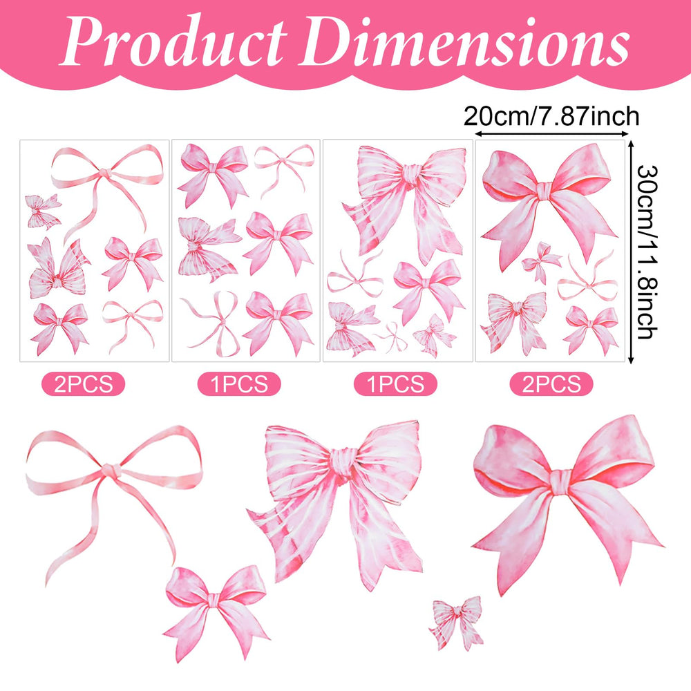 LXUEJIE pink bow wall sticker collection image 2; quick peel-and-stick decor for kids' rooms.