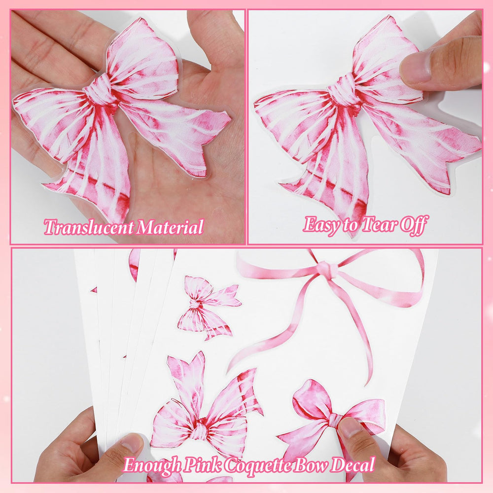 LXUEJIE pink bow wall sticker collection image 3; watercolor style adds soft, decorative depth.