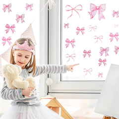 LXUEJIE pink bow wall sticker collection image 4; removable without residue for easy updates.