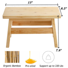 Lyellfe bamboo step stool side view highlighting stable legs and compact footprint