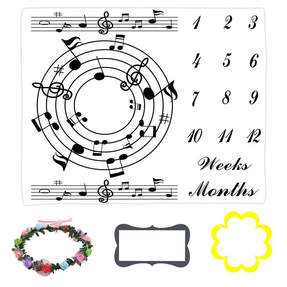 LYLYCTY music-themed milestone blanket pentagram front view for newborn photos