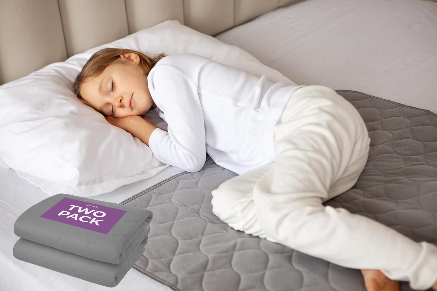 Lynmark 2X toddler potty training bed pad with quilted top for a soft, dry morning.