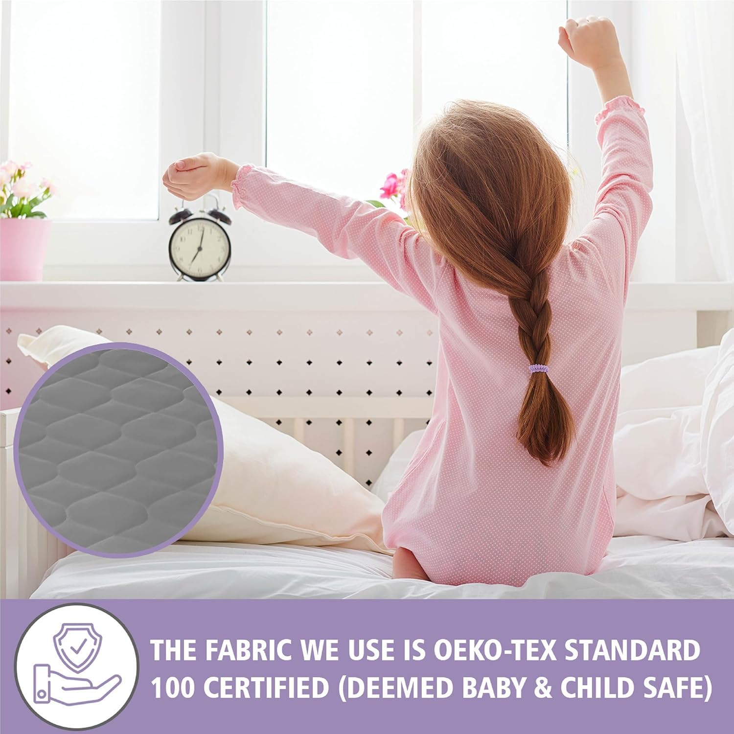 Lynmark 33x27 inch grey bed pad fits standard toddler beds.