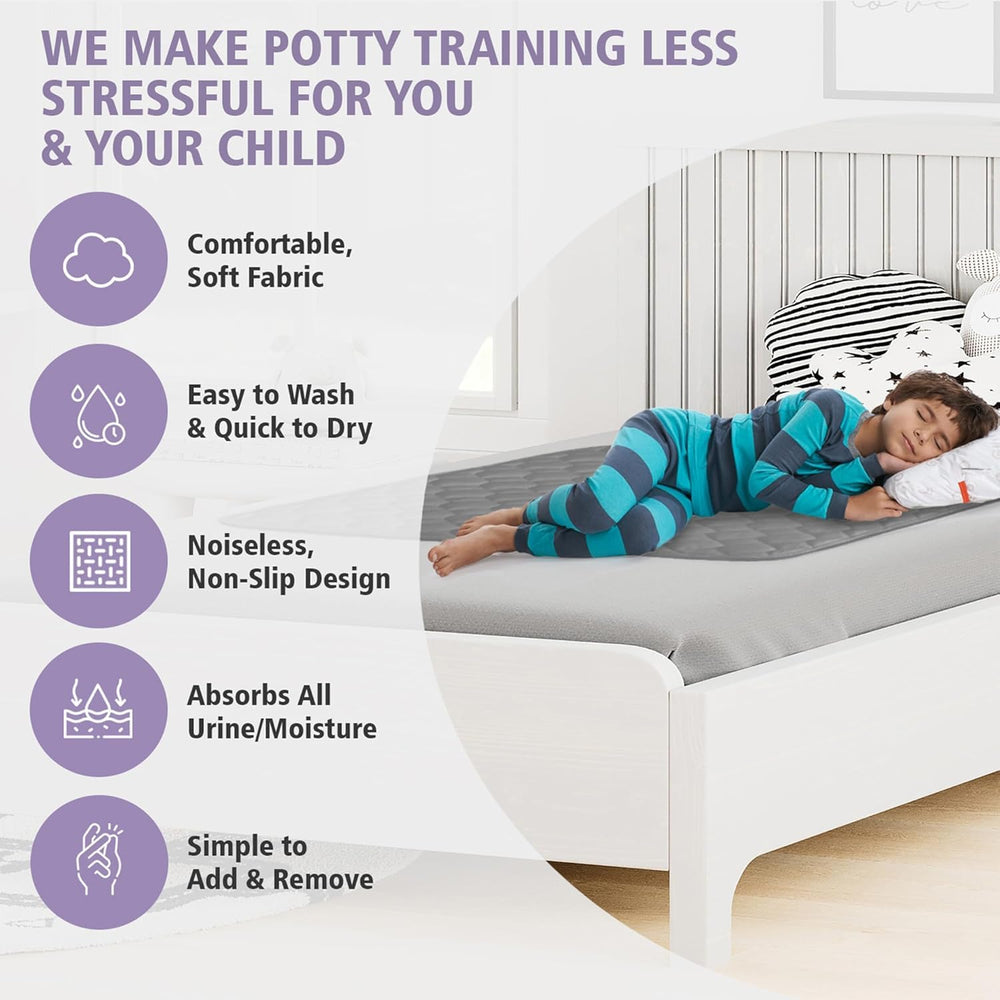 Lynmark bed pad with grippy backing stays in place through restless nights.