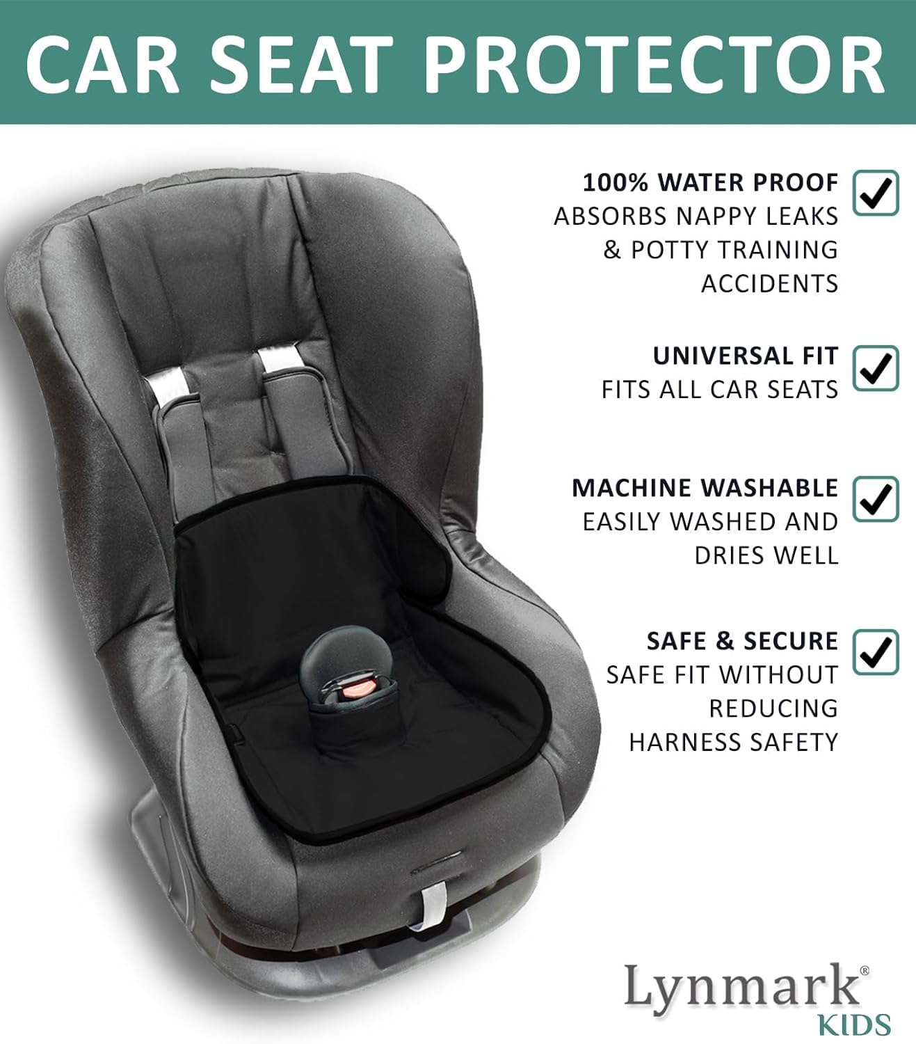 Lynmark waterproof seat liner keeps the car seat dry during accidents