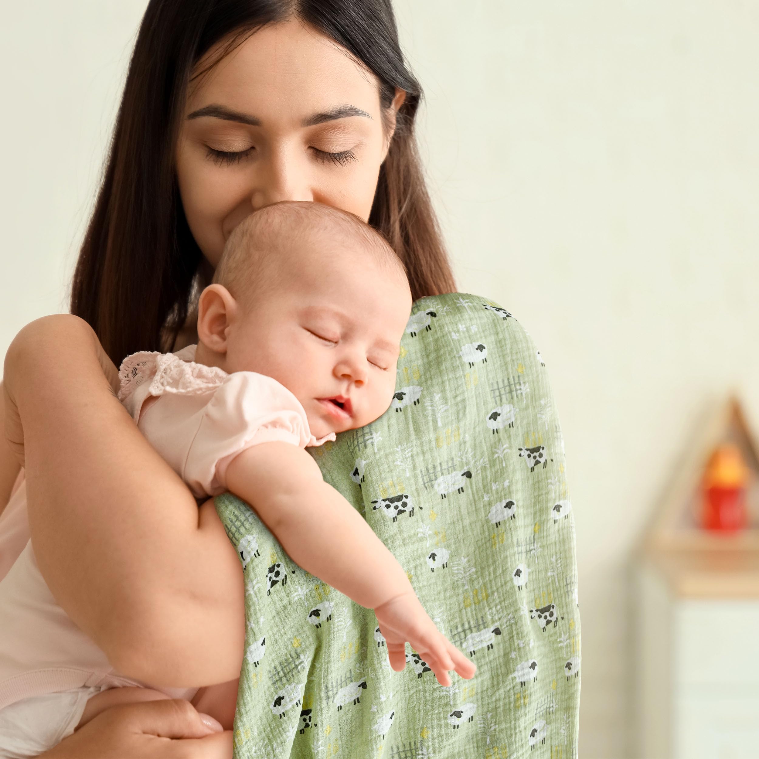 LYRICHOM BABY 38x40 inch swaddle blanket ready for cozy wraps.