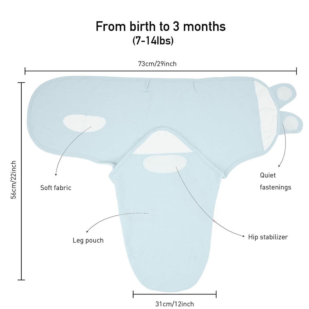 LYRICHOM BABY adjustable-wing swaddle ensures a customizable snug fit for 0-3 months.