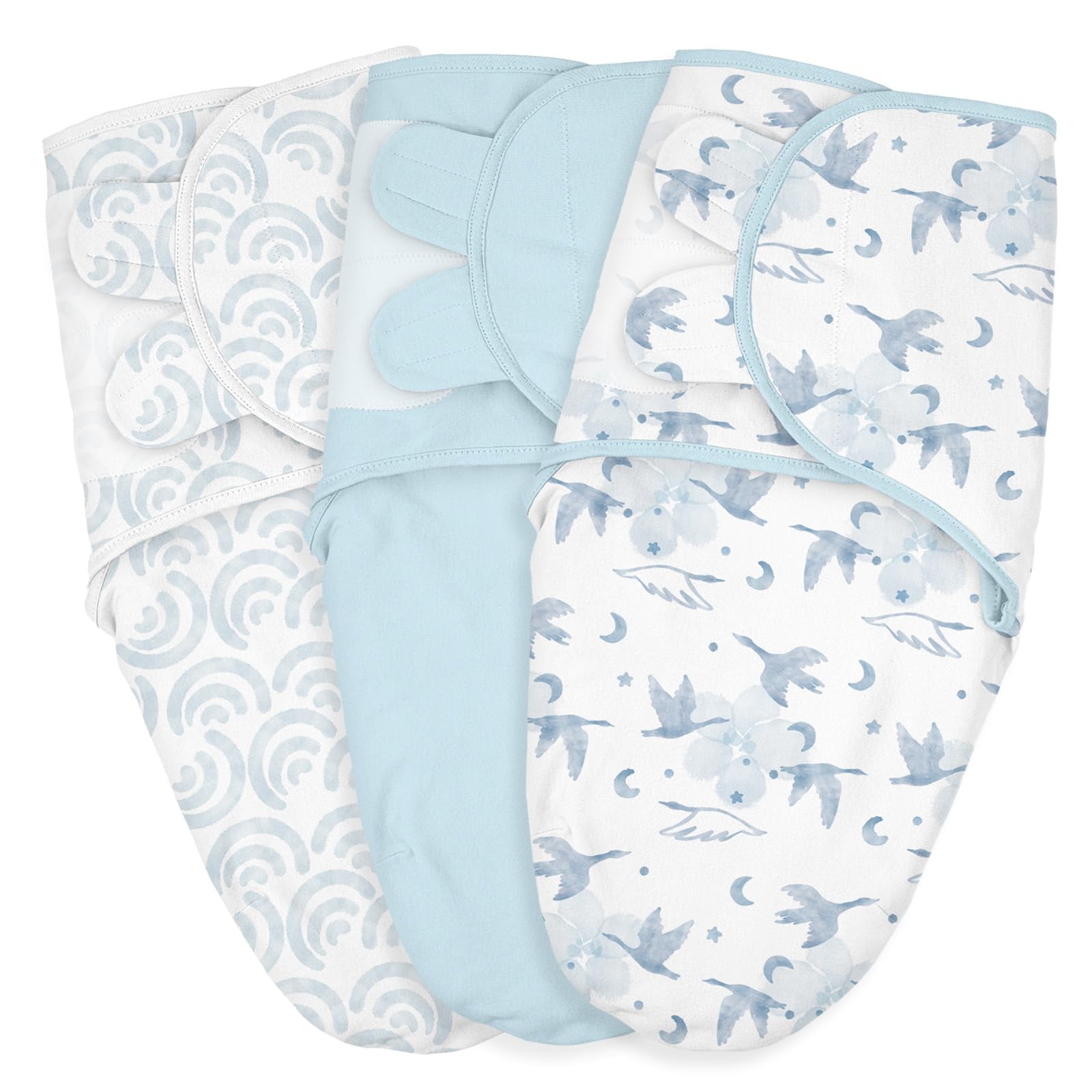 LYRICHOM BABY bird-pattern swaddle sacks provide cozy, skin-friendly comfort for newborns.