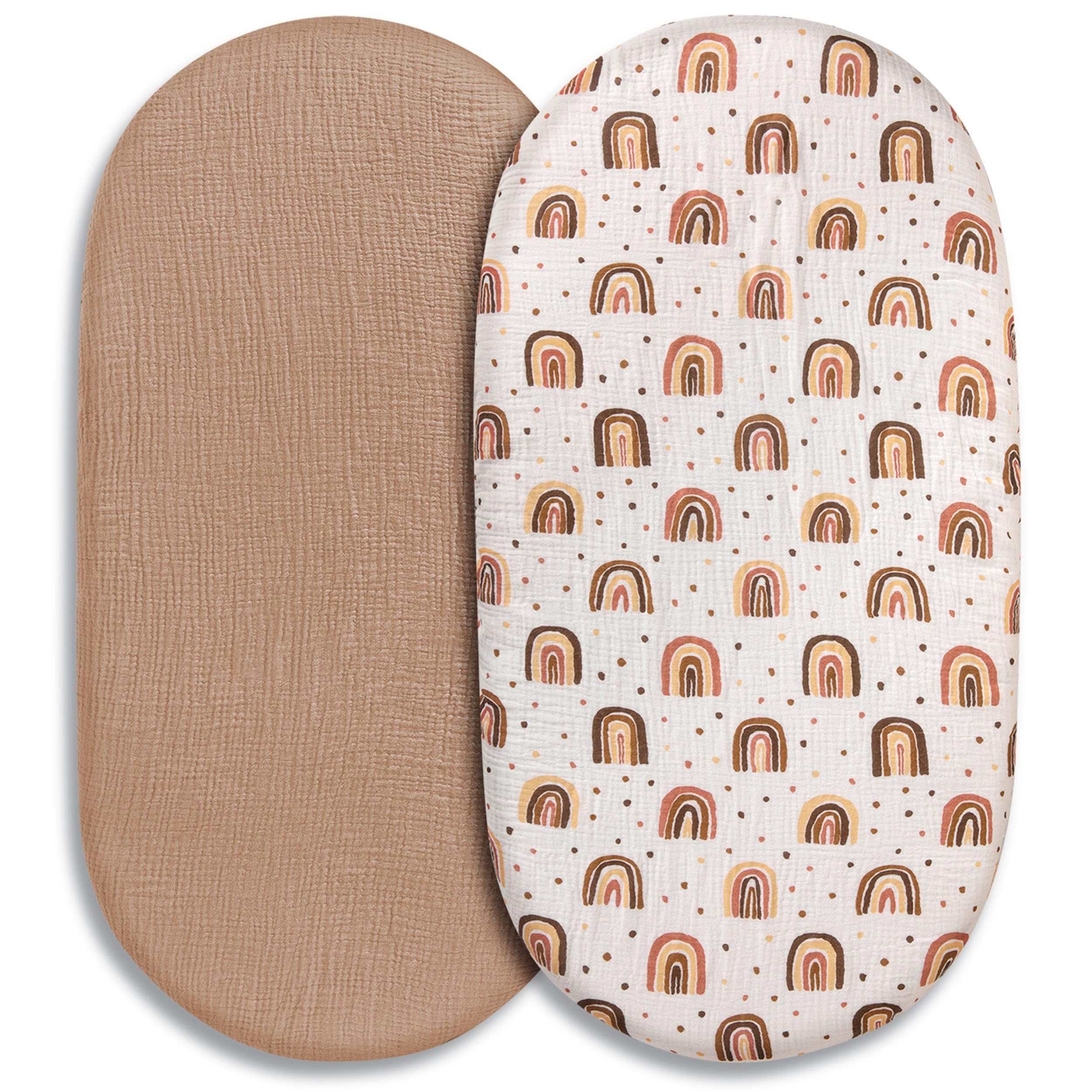 LYRICHOM BABY muslin bassinet sheet with soft fabric for gentle newborn comfort.