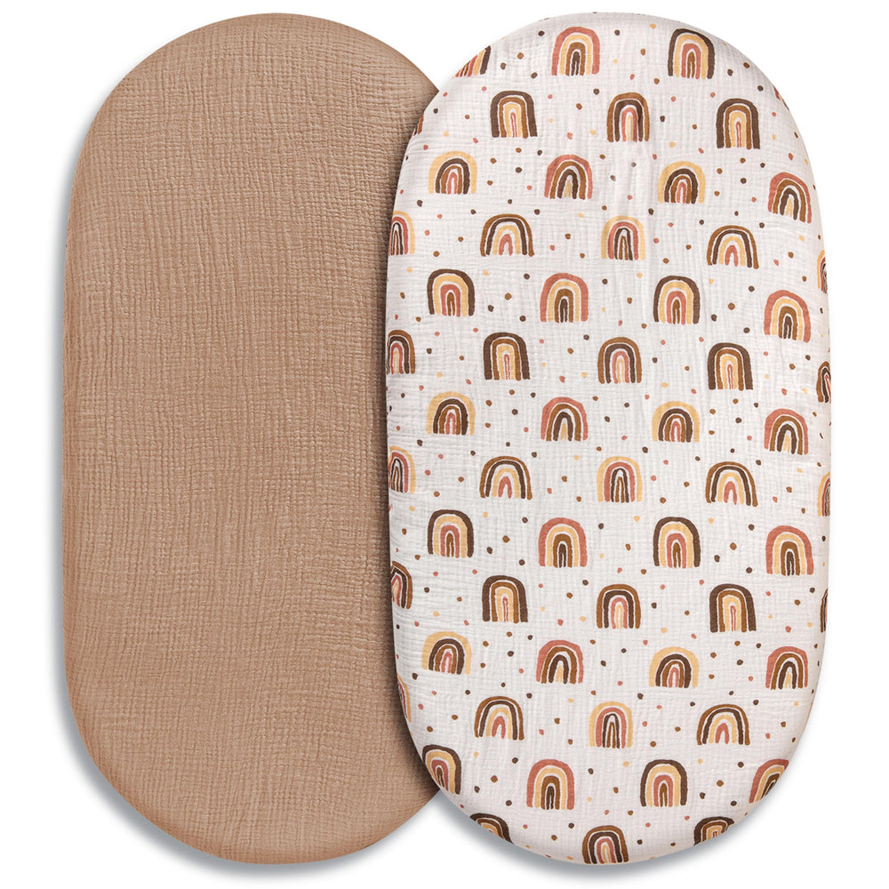 LYRICHOM BABY muslin bassinet sheet with soft fabric for gentle newborn comfort.
