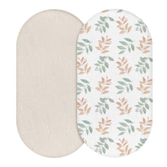LYRICHOM BABY Bright Leaves pattern sheet, breathable muslin for comfy sleep