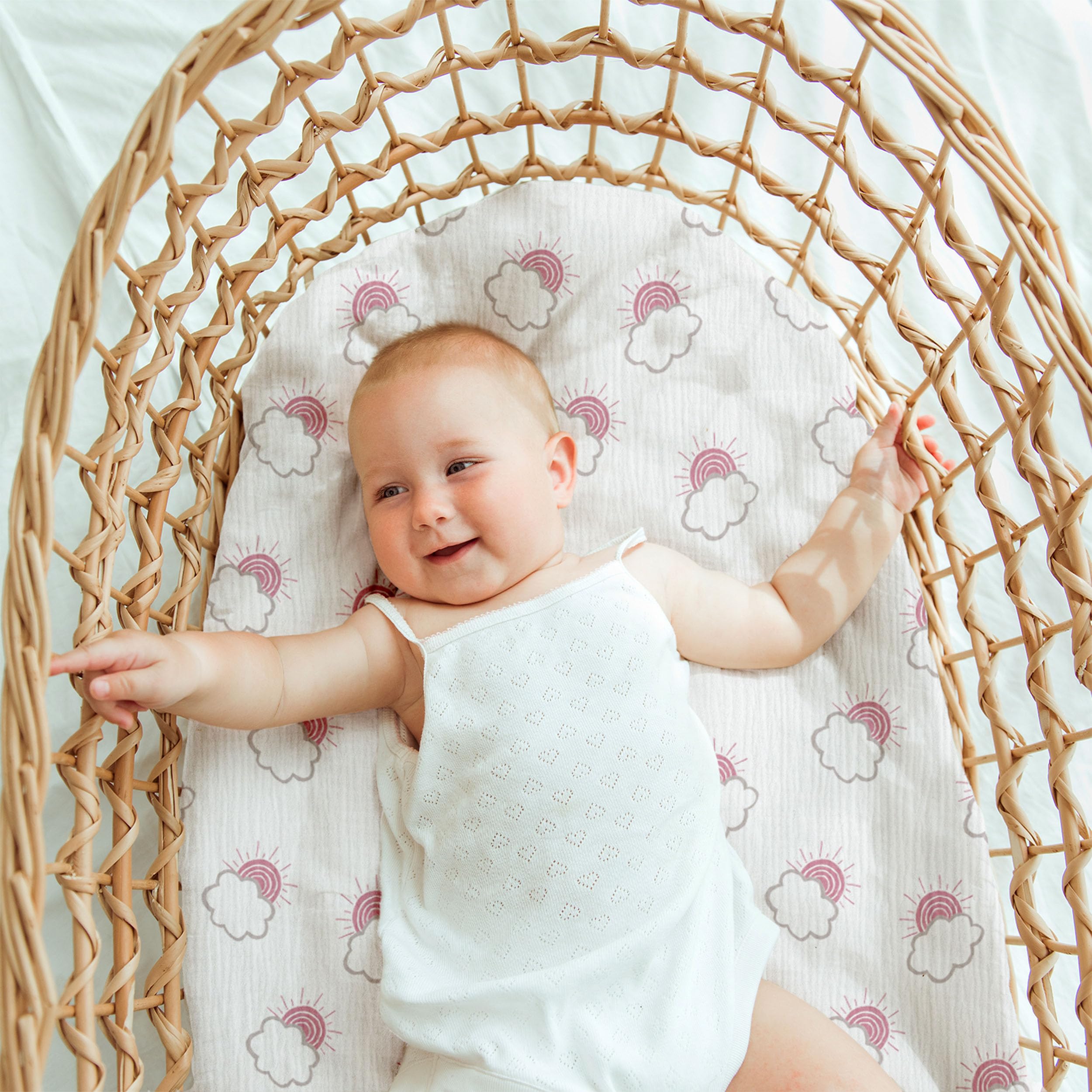 LYRICHOM BABY muslin texture close-up highlights soft breathable cotton.