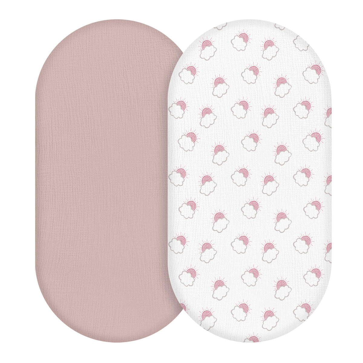 LYRICHOM BABY muslin bassinet sheet on mattress showing snug, safe fit.