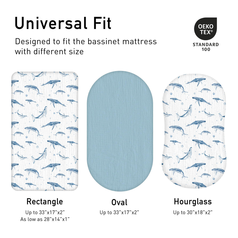 LYRICHOM BABY bassinet sheet fits oval, rectangle, hourglass mattresses.