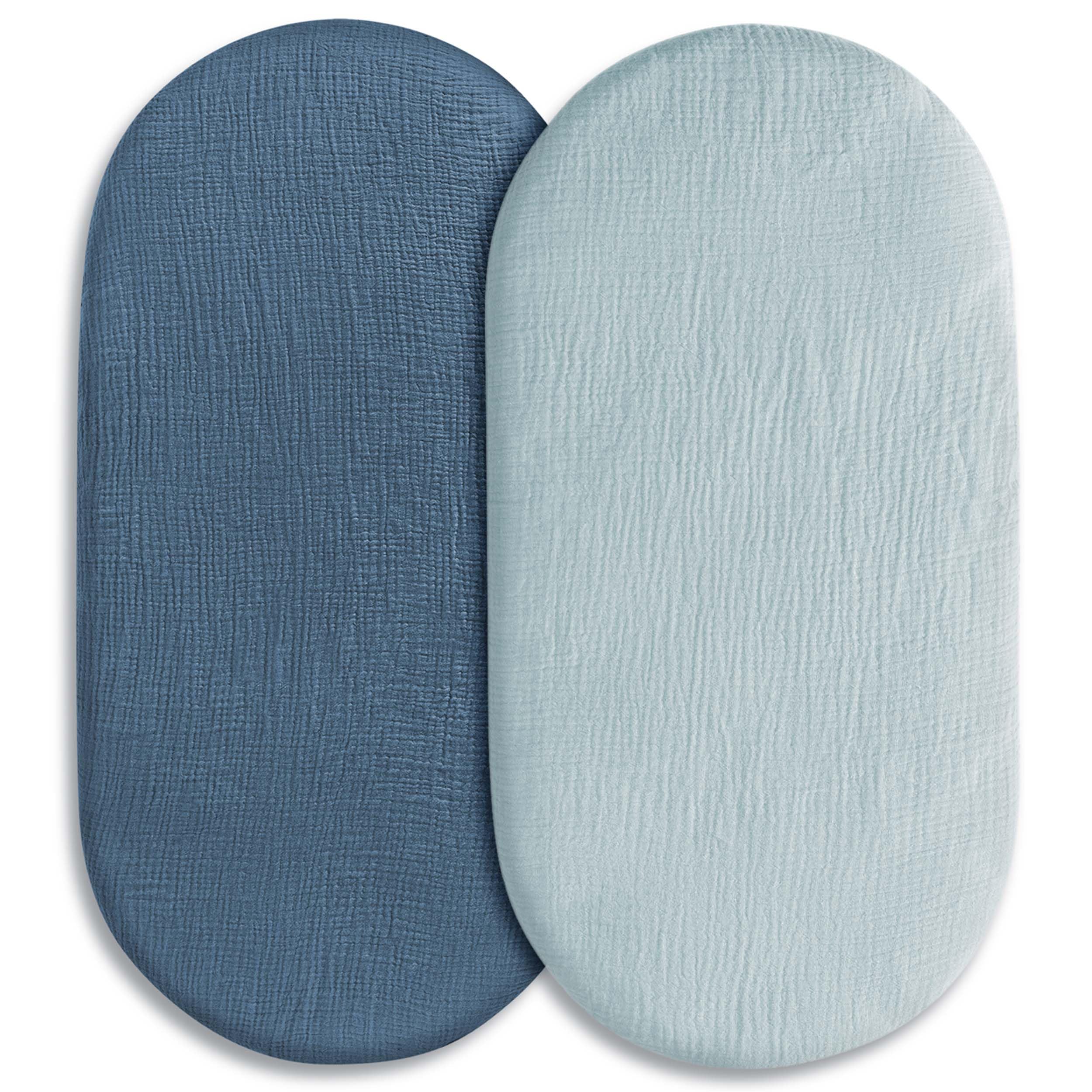 LYRICHOM BABY muslin bassinet sheets 2-pack for soft, breathable sleep surface.