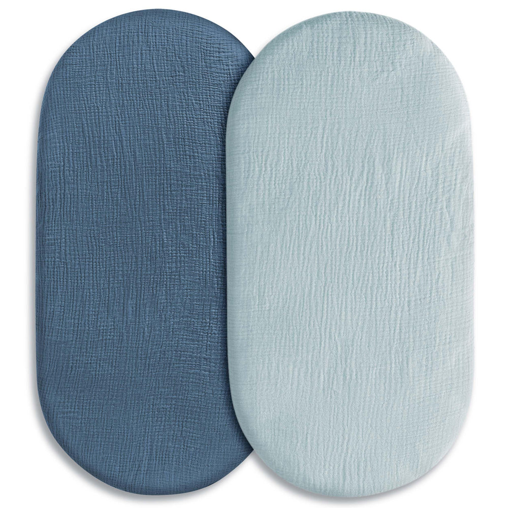 LYRICHOM BABY muslin bassinet sheets 2-pack for soft, breathable sleep surface.