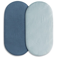 LYRICHOM BABY muslin bassinet sheets 2-pack for soft, breathable sleep surface.