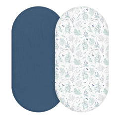 LYRICHOM BABY muslin bassinet sheets blue deer 2-pack laid flat for breathable comfort