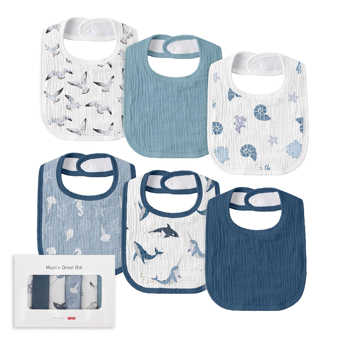 LYRICHOM baby muslin drool bib blue front protects clothing from drool
