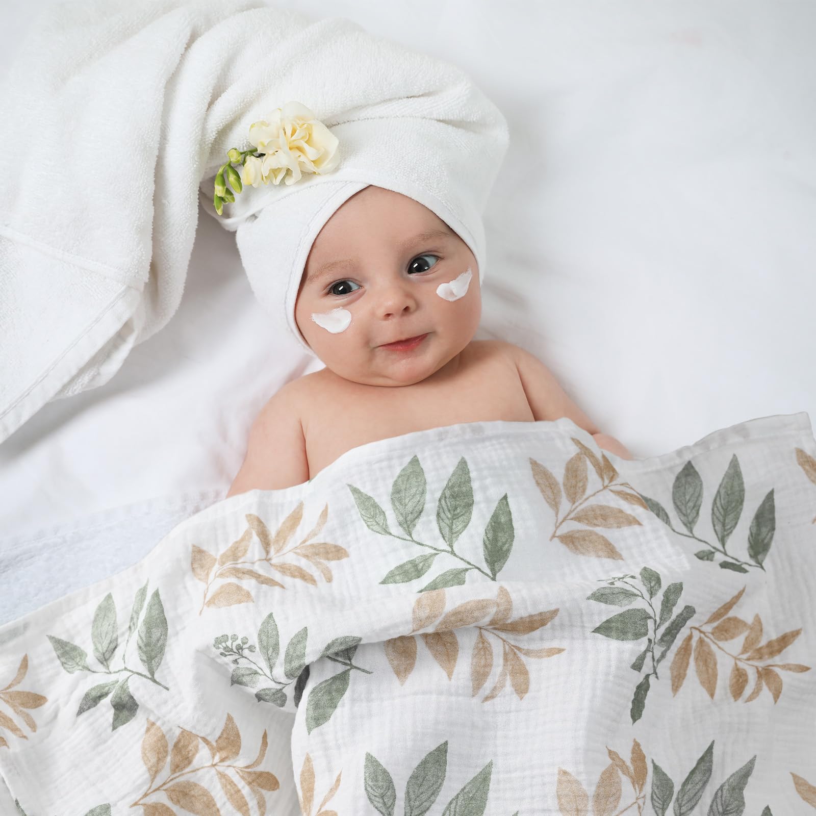LYRICHOM Baby muslin swaddle blanket breathable cotton promotes comfort