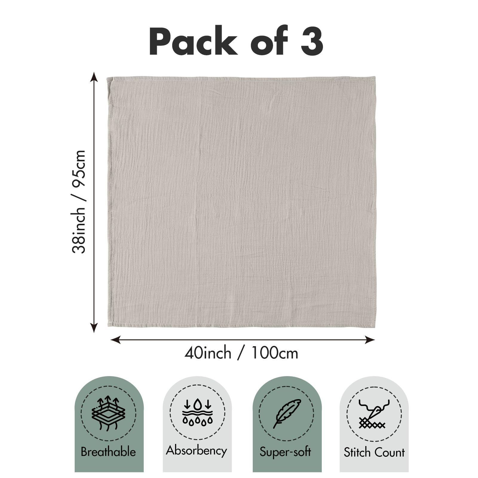 LYRICHOM BABY swaddle size 38x40 inches offers ample wrap.