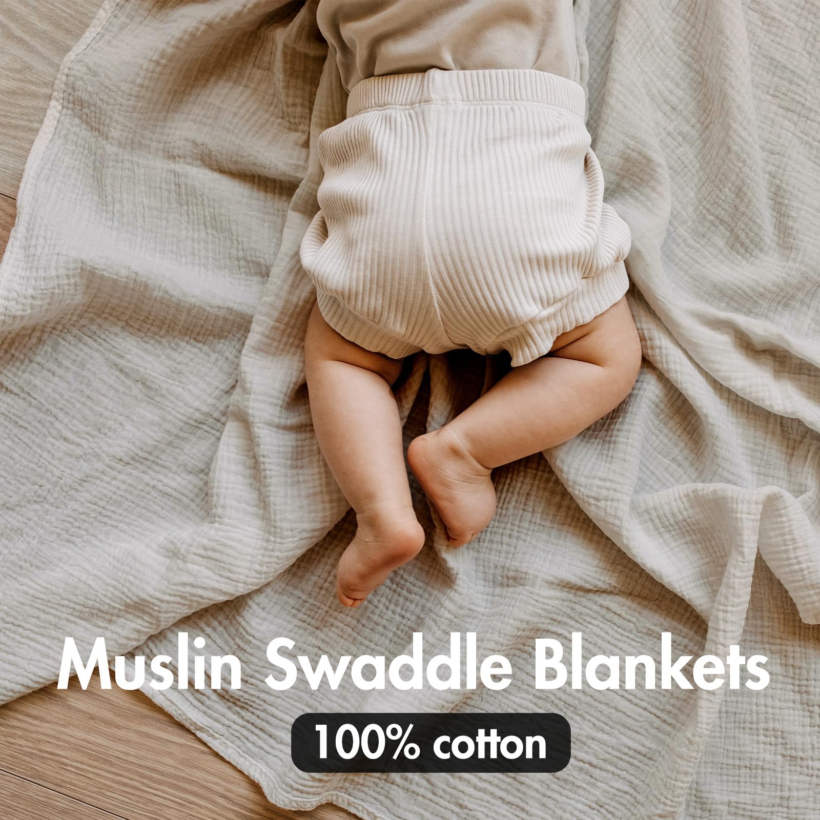 LYRICHOM BABY swaddle blanket in use with infant during nap time.