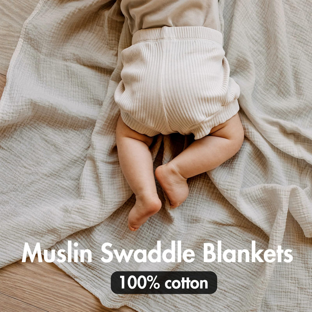 LYRICHOM BABY swaddle blanket in use with infant during nap time.